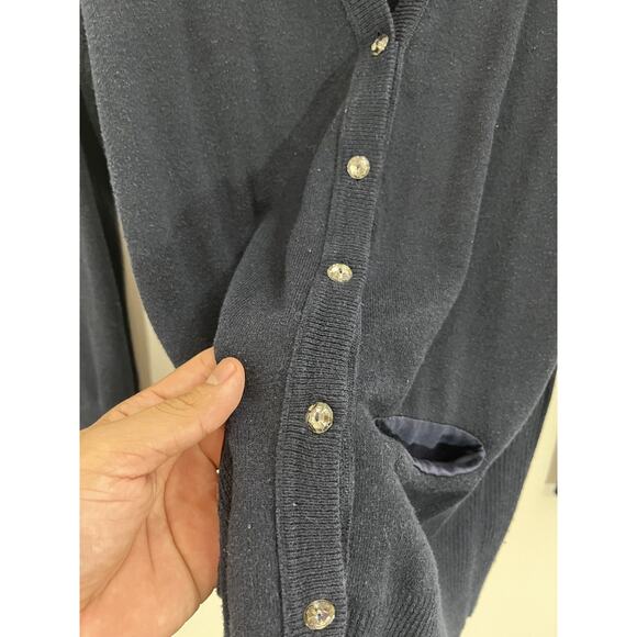 Y2K Abercrombie & Fitch Cardigan Navy L Preppy Academia Nautical Collegiate - Picture 6 of 13
